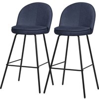 ML-Design Barhocker 2er Set Dunkelblau mit Stoffbezug, H:75 cm, Gepolsterte Barstühle mit Metallgestell, Küchenstühle mit Rückenlehne und Fußstütze, ML-Design Barhocker 2er Set Dunkelblau mit Stoffbezug, H:75 cm, Gepolsterte Barstühle mit Metallgestell, Küchenstühle mit Rückenlehne und Fußstütze, von ML-DESIGN