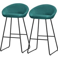 ML-Design Barhocker 2er Set Petrol 75 cm hoch mit Stoffbezug, Gepolsterte Barstühle mit Metallgestell, Küchenstühle mit Rückenlehne und Fußstütze, von ML-DESIGN