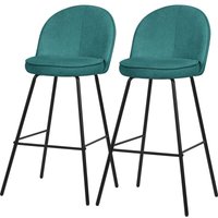 ML-Design Barhocker 2er Set Petrol mit Stoffbezug, 75 cm hoch, Gepolsterte Barstühle mit Metallgestell, Küchenstühle mit Rückenlehne und Fußstütze, von ML-DESIGN