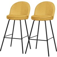 ML-Design Barhocker 2er Set Senf mit Stoffbezug, 75 cm hoch, Gepolsterte Barstühle mit Metallgestell, Küchenstühle mit Rückenlehne und Fußstütze, von ML-DESIGN