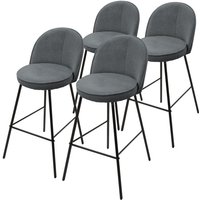 ML-Design Barhocker 4er Set Anthrazit mit Stoffbezug, H:75 cm, Gepolsterte Barstühle mit Metallgestell, Küchenstühle mit Rückenlehne und Fußstütze, von ML-DESIGN