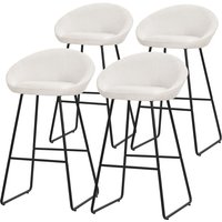 ML-Design Barhocker 4er Set Beige 75 cm hoch mit Stoffbezug, Gepolsterte Barstühle mit Metallgestell, Küchenstühle mit Rückenlehne und Fußstütze, von ML-DESIGN