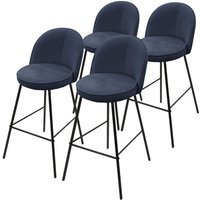 ML-Design Barhocker 4er Set Dunkelblau mit Stoffbezug, H:75 cm, Gepolsterte Barstühle mit Metallgestell, Küchenstühle mit Rückenlehne und Fußstütze, von ML-DESIGN