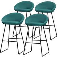 ML-Design Barhocker 4er Set Petrol 75 cm hoch mit Stoffbezug, Gepolsterte Barstühle mit Metallgestell, Küchenstühle mit Rückenlehne und Fußstütze, von ML-DESIGN