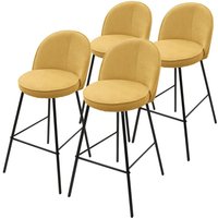 ML-Design Barhocker 4er Set Senf mit Stoffbezug, 75 cm hoch, Gepolsterte Barstühle mit Metallgestell, Küchenstühle mit Rückenlehne und Fußstütze, von ML-DESIGN