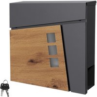 ML-Design Briefkasten 37x36,5x11 cm Anthrazit/Holzoptik aus Stahl, Postkasten mit Zeitungsfach, Abschließbar mit 2 Schlüssel, Moderner Design ML-Design Briefkasten 37x36,5x11 cm Anthrazit/Holzoptik aus Stahl, Postkasten mit Zeitungsfach, Abschließbar mit 2 Schlüssel, Moderner Design von ML-DESIGN