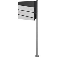 Ml-design - ecd Germany Standbriefkasten mit Zeitungsfach, Design Briefkasten mit Pfosten, Briefkastenanlage, Briefkastenständer Silber Edelstahl, von ML-DESIGN