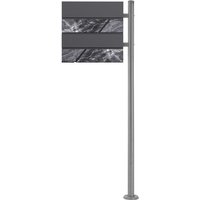 Ml-design - ecd Germany Standbriefkasten mit Zeitungsfach, Design Briefkasten mit Pfosten, Briefkastenanlage, Briefkastenständer 120 cm Silber von ML-DESIGN