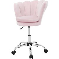 ML-Design Bürostuhl aus Samt, Hellrosa, Schminktisch Stuhl mit Muschel-Rückenlehne, Drehstuhl mit Rollen, Kinder Schreibtischstuhl höhenverstellbar, von ML-DESIGN