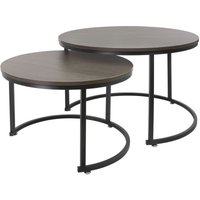 ML-Design Couchtisch 2er Set rund Ø59x40cm/Ø74x48cm, Eiche-dunkel MDF-Platte, Schwarze Metallrahmen, Beistelltisch-Set, Satztische in 2 Größen, 2 von ML-DESIGN