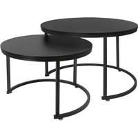 ML-Design Couchtisch 2er Set rund Ø59x40cm/Ø74x48cm, Schwarz matt MDF-Platte, Schwarze Metallrahmen, Beistelltisch-Set, Satztische in 2 Größen, 2 von ML-DESIGN
