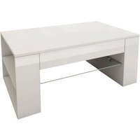 ML-Design Couchtisch in hochglanz Weiß, Geräumiger Wohnzimmertisch mit Glasablage und 4 Fächern an den Seiten, 100x42x60 cm, Moderner Sofatisch mit von ML-DESIGN