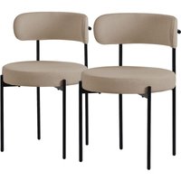 ML-Design Esszimmerstühle 2er Set, Küchenstuhl aus Teddystoff Braun, Wohnzimmerstuhl mit Rückenlehne, Polsterstühle mit schwarzen Metallbeinen, von ML-DESIGN