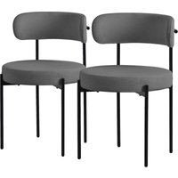 ML-Design Esszimmerstühle 2er Set, Küchenstuhl aus Teddystoff Grau, Wohnzimmerstuhl mit Rückenlehne, Polsterstühle mit schwarzen Metallbeinen, ML-Design Esszimmerstühle 2er Set, Küchenstuhl aus Teddystoff Grau, Wohnzimmerstuhl mit Rückenlehne, Polsterstühle mit schwarzen Metallbeinen, von ML-DESIGN