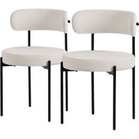 ML-Design Esszimmerstühle 2er Set, Küchenstuhl aus Teddystoff Weiß, Wohnzimmerstuhl mit Rückenlehne, Polsterstühle mit schwarzen Metallbeinen, ML-Design Esszimmerstühle 2er Set, Küchenstuhl aus Teddystoff Weiß, Wohnzimmerstuhl mit Rückenlehne, Polsterstühle mit schwarzen Metallbeinen, von ML-DESIGN