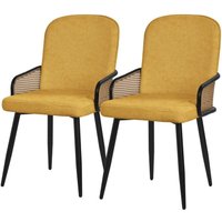 ML-Design Esszimmerstühle 2er Set Senf mit Stoffbezug, Küchenstuhl mit Rattan Optik-Armlehnen, Gepolsterte Stühle mit Metallbeinen, Sessel ML-Design Esszimmerstühle 2er Set Senf mit Stoffbezug, Küchenstuhl mit Rattan Optik-Armlehnen, Gepolsterte Stühle mit Metallbeinen, Sessel von ML-DESIGN