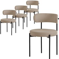 ML-Design Esszimmerstühle 4er Set, Küchenstuhl aus Teddystoff Braun, Wohnzimmerstuhl mit Rückenlehne, Polsterstühle mit schwarzen Metallbeinen, von ML-DESIGN