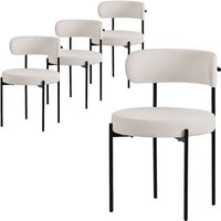 ML-Design Esszimmerstühle 4er Set, Küchenstuhl aus Teddystoff Weiß, Wohnzimmerstuhl mit Rückenlehne, Polsterstühle mit schwarzen Metallbeinen, ML-Design Esszimmerstühle 4er Set, Küchenstuhl aus Teddystoff Weiß, Wohnzimmerstuhl mit Rückenlehne, Polsterstühle mit schwarzen Metallbeinen, von ML-DESIGN