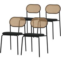 ML-Design Esszimmerstühle 4er Set, Schwarz, Küchenstuhl mit Rattan Rückenlehne, Gepolsterte Stühle mit gebogener Netzrücke, Rattanstuhl mit ML-Design Esszimmerstühle 4er Set, Schwarz, Küchenstuhl mit Rattan Rückenlehne, Gepolsterte Stühle mit gebogener Netzrücke, Rattanstuhl mit von ML-DESIGN