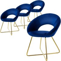 ML-Design Esszimmerstühle 4er Set Blau aus Samt, Wohnzimmerstuhl mit runder Rückenlehne, Polsterstuhl mit goldene Metallbeine, Ergonomische Esstisch von ML-DESIGN