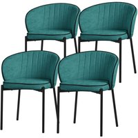 ML-Design Esszimmerstühle 4er Set Petrol, Küchenstühle mit Stoffbezug und Metallbeinen, Wohnzimmerstuhl mit Rückenlehne, Polsterstühle für Esszimmer von ML-DESIGN