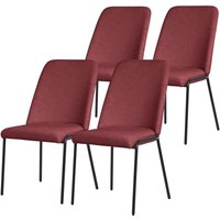 ML-Design Esszimmerstühle 4er Set Rot, Küchenstühle mit Stoffbezug und Metallbeinen, Wohnzimmerstuhl mit Rückenlehne, Polsterstühle für Esszimmer & von ML-DESIGN