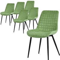 ML-Design Esszimmerstühle 6er Set, Salbei, Sitzfläche aus Samt mit schwarzen Metallbeinen, Küchenstühle mit Rückenlehne, Wohnzimmerstühle, von ML-DESIGN