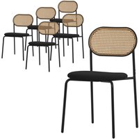 ML-Design Esszimmerstühle 6er Set, Schwarz, Küchenstuhl mit Rattan Rückenlehne, Gepolsterte Stühle mit gebogener Netzrücke, Rattanstuhl mit ML-Design Esszimmerstühle 6er Set, Schwarz, Küchenstuhl mit Rattan Rückenlehne, Gepolsterte Stühle mit gebogener Netzrücke, Rattanstuhl mit von ML-DESIGN