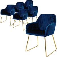 ML-Design Esszimmerstühle 6er Set, Sitzfläche aus Samt, Blau, Wohnzimmerstuhl mit Rücken- und Armlehnen, Küchenstuhl Gold Beine, Polsterstuhl mit ML-Design Esszimmerstühle 6er Set, Sitzfläche aus Samt, Blau, Wohnzimmerstuhl mit Rücken- und Armlehnen, Küchenstuhl Gold Beine, Polsterstuhl mit von ML-DESIGN