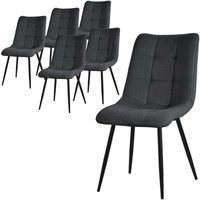 ML-Design Esszimmerstühle 6er Set Anthrazit, Wohnzimmerstühle mit Stoffbezug, schwarze Metallbeine, Küchenstühle mit Rückenlehne, Polsterstühle für von ML-DESIGN