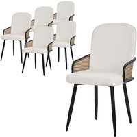 ML-Design Esszimmerstühle 6er Set Beige mit Stoffbezug, Küchenstuhl mit Rattan Optik-Armlehnen, Gepolsterte Stühle mit Metallbeinen, Sessel ML-Design Esszimmerstühle 6er Set Beige mit Stoffbezug, Küchenstuhl mit Rattan Optik-Armlehnen, Gepolsterte Stühle mit Metallbeinen, Sessel von ML-DESIGN