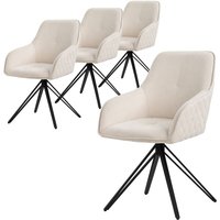 ML-Design Esszimmerstühle drehbar 4er Set, Textil Webstoff, Creme, Wohnzimmerstuhl mit Armlehne/Rückenlehne, 360° Drehstuhl, Polsterstuhl mit von ML-DESIGN