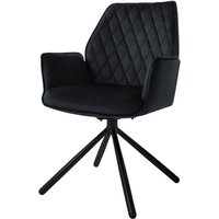 ML-Design Esszimmerstuhl aus Samt, Schwarz, Wohnzimmerstuhl mit Armlehne & Rückenlehne, Drehstuhl Auto-Position, Polsterstuhl mit Metallbeine, von ML-DESIGN