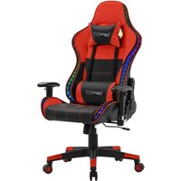 Ml-design - Gaming Stuhl mit rgb LED-Beleuchtung & Bluetooth-Lautsprechern, Rot, Kunstleder, Ergonomischer Bürostuhl, Hohe Rückenlehne, Kopfstütze, von ML-DESIGN