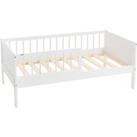 ML-Design Kinderbett 70x140 cm, Weiß, Einzelbett für Kinder mit Lattenrost und Rausfallschutz, Jugendbett aus Kiefernholz, Holzbett, Bettgestell für von ML-DESIGN