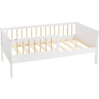 ML-Design Kinderbett 70x140 cm Weiß-Natur, Einzelbett für Kinder mit Lattenrost & Rausfallschutz, Jugendbett aus Kiefernholz, Holzbett Bettgestell ML-Design Kinderbett 70x140 cm Weiß-Natur, Einzelbett für Kinder mit Lattenrost & Rausfallschutz, Jugendbett aus Kiefernholz, Holzbett Bettgestell von ML-DESIGN