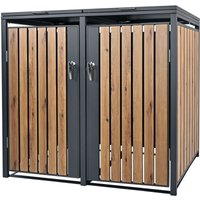 ML-Design Mülltonnenbox 2er 2 Tonnen 240L 132x80x116,3cm Anthrazit-Eichenoptik, Stahl, wetterfest/abschließbar Mülltonnenverkleidung Klappdeckel/2 von ML-DESIGN