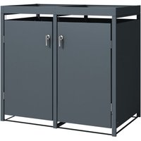 ML-Design Mülltonnenbox 2er mit Pflanzdach für 2 Mülltonnen, 240L 132x80x124cm Anthrazit, Stahl, wetterfest, Abschließbare Mülltonnenverkleidung mit von ML-DESIGN
