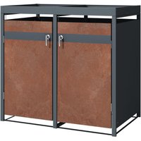 ML-Design Mülltonnenbox 2er mit Pflanzdach für 2 Tonnen, 240L 132x80x124 cm, Rost-Optik, Stahl, wetterfest, Abschließbare Mülltonnenverkleidung mit von ML-DESIGN