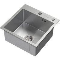 ML-Design Spülbecken Edelstahl 45x45 cm, Küchenspüle eckig, 1 Becken klein, Einbauspüle mit 2 Löchern, Edelstahlspüle mit Ab- und Überlaufgarnitur, ML-Design Spülbecken Edelstahl 45x45 cm, Küchenspüle eckig, 1 Becken klein, Einbauspüle mit 2 Löchern, Edelstahlspüle mit Ab- und Überlaufgarnitur, von ML-DESIGN