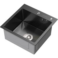 ML-Design Spülbecken Edelstahl 45x45 cm Anthrazit, Küchenspüle eckig, 1 Becken klein, Einbauspüle mit 2 Löchern, Edelstahlspüle mit Ab- und ML-Design Spülbecken Edelstahl 45x45 cm Anthrazit, Küchenspüle eckig, 1 Becken klein, Einbauspüle mit 2 Löchern, Edelstahlspüle mit Ab- und von ML-DESIGN