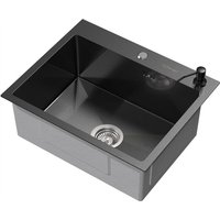 ML-Design Spülbecken Edelstahl 55x45 cm Anthrazit, Küchenspüle Rechteckig, 1 Becken Einbauspüle, Edelstahlspüle mit Ab- und Überlaufgarnitur & ML-Design Spülbecken Edelstahl 55x45 cm Anthrazit, Küchenspüle Rechteckig, 1 Becken Einbauspüle, Edelstahlspüle mit Ab- und Überlaufgarnitur & von ML-DESIGN