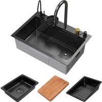 ML-Design Spülbecken Edelstahl 68x46 cm Anthrazit, Multifunktionale Küchenspüle rechteckig, Wasserfall Edelstahlspüle, Einbauspüle mit ausziehbarem ML-Design Spülbecken Edelstahl 68x46 cm Anthrazit, Multifunktionale Küchenspüle rechteckig, Wasserfall Edelstahlspüle, Einbauspüle mit ausziehbarem von ML-DESIGN