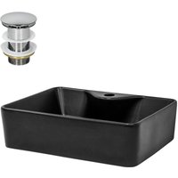 ML-Design Waschbecken aus Keramik in Schwarz matt 49x36,5x14 cm mit Ablaufgarnitur, Abgerundeten Ecken, Aufsatzwaschbecken, Moderne Waschtisch, von ML-DESIGN