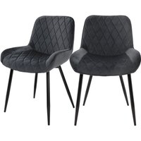 2er Set Esszimmerstühle Esszimmerstuhl mit Rücken- und Armlehnen, Anthrazit, Samt Sitzfläche, Metallbeine, Küchenstühle Küchenstuhl Wohnzimmerstühle von ML-DESIGN
