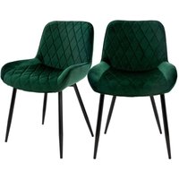 ML-Design 2er Set Esszimmerstühle Esszimmerstuhl mit Rücken- und Armlehnen, Dunkelgrün, Samt Sitzfläche, Metallbeine, Küchenstühle Küchenstuhl ML-Design 2er Set Esszimmerstühle Esszimmerstuhl mit Rücken- und Armlehnen, Dunkelgrün, Samt Sitzfläche, Metallbeine, Küchenstühle Küchenstuhl von ML-DESIGN