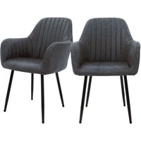 Ml-design - 2er Set Esszimmerstühle mit Rücken- und Armlehnen, Anthrazit, Küchenstühle mit PU-Kunstleder-Bezug, Polsterstühle mit Metallbeinen, Ml-design - 2er Set Esszimmerstühle mit Rücken- und Armlehnen, Anthrazit, Küchenstühle mit PU-Kunstleder-Bezug, Polsterstühle mit Metallbeinen, von ML-DESIGN