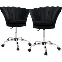 Ml-design - Bürostuhl 2er Set aus Samt, Schwarz, Polsterstuhl mit Rückenlehne, höhenverstellbar, 360° Drehstuhl 5 Rollen, Metallgestell, von ML-DESIGN