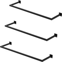 Ml-design - 3er Set Kleiderstange Rechteck für die Wand, T30cm x B110cm, Schwarz, aus Stahl, Garderobenstange U-Form, Kleiderständer Wandmontage, von ML-DESIGN