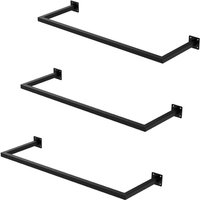 Ml-design - 3er Set Kleiderstange Rechteck für die Wand, T30cm x B90cm, Schwarz, aus Stahl, Garderobenstange U-Form, Kleiderständer Wandmontage, von ML-DESIGN